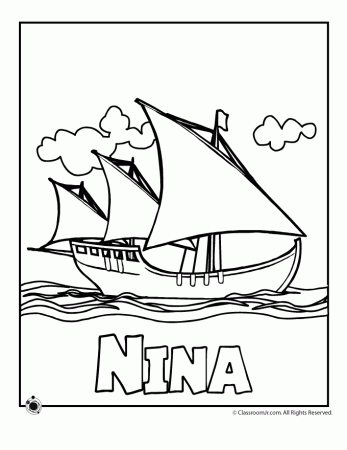 Nina Ship Coloring Page - Woo! Jr. Kids Activities