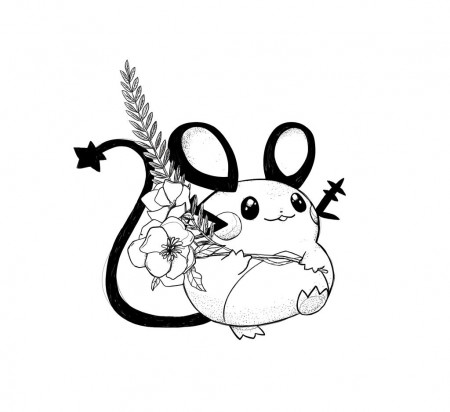 Dedenne with flowers - Pokemon Black and white designs (fan art) | OpenSea