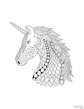 Free Unicorn Zentangle Coloring Page - EPS, Illustrator, JPG, PNG, PDF, SVG  | Template.net