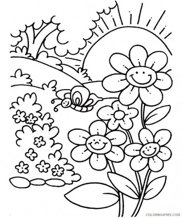 spring coloring pages butterfly flower sunshine ...