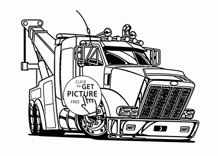 Large Tow Semi Truck coloring page for kids, transportation ...