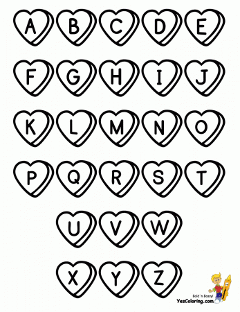 valentine alphabet Colouring Pages