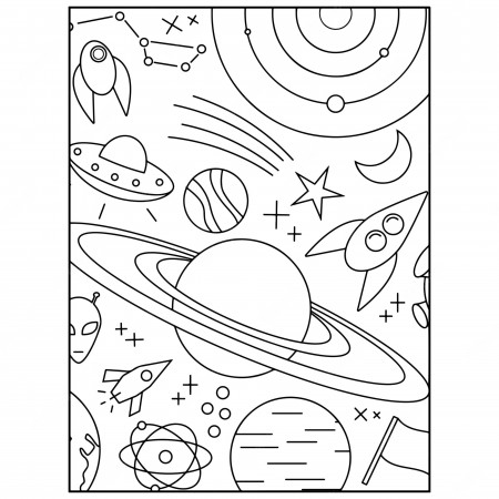 Premium Vector | Space coloring pages for kids premium vector