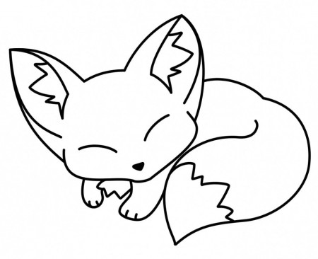Cute Fox Sleeping Coloring Page - Free Printable Coloring Pages for Kids