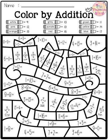 Free Color by Code – Math (Color by Number, Addition, Subtraction) |  Christmas math worksheets, Addition coloring worksheet, Math coloring  worksheets