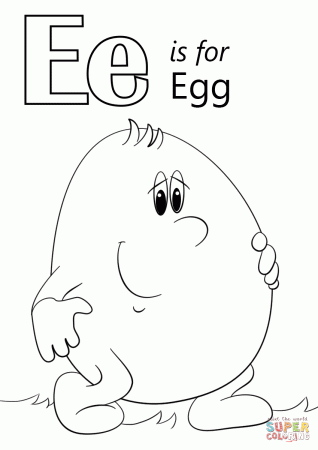 Letter E is for Egg coloring page | Free Printable Coloring Pages