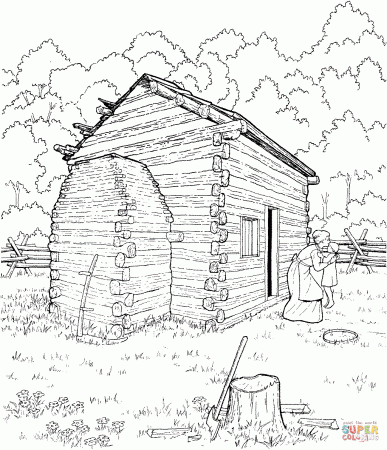 Abraham Lincoln Log Cabin coloring page | Free Printable Coloring ...