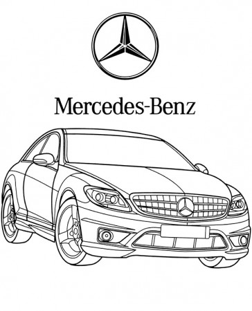 Mercedes car coloring sheet with logo