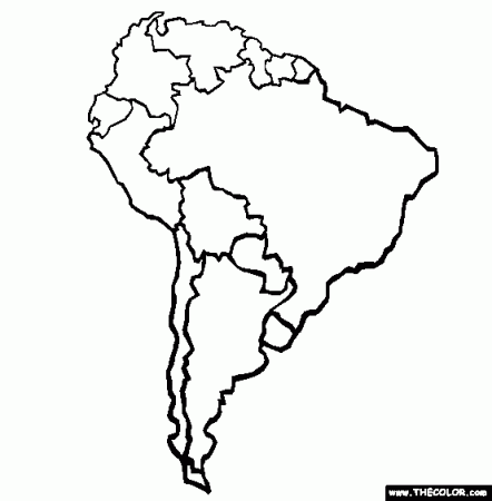 South America Coloring Page | Free South America Online Coloring | South  america map, America map, Maps for kids