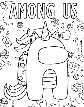 Among Us Unicorn Coloring Page - Free Printable Coloring Pages for Kids