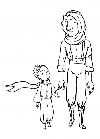 The little Prince and the pilot, coloring pages for kids, print or ...