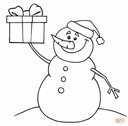 Snowman in hat with rabbit coloring page | Free Printable Coloring ...