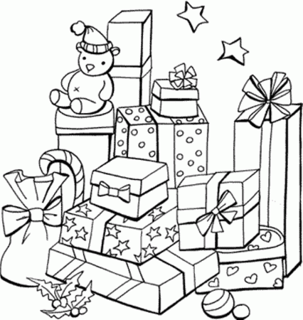 Christmas Coloring Pages Of Gifts - Coloring Pages For All Ages