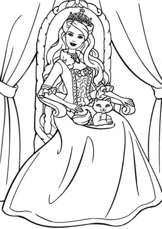 Princesses and Cat Coloring Pages | Batch Coloring