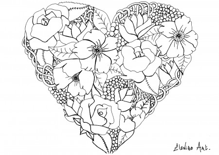 Printable Coloring Pages Of Hearts Roses And Flowers – Slavyanka