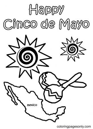 Free Printable Cinco de Mayo Coloring Pages - Cinco De Mayo Coloring Pages  - Coloring Pages For Kids And Adults