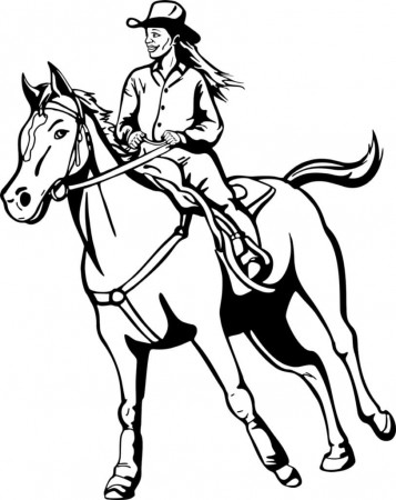 Cowgirl Riding a Horse Coloring Page - Free Printable Coloring Pages for  Kids
