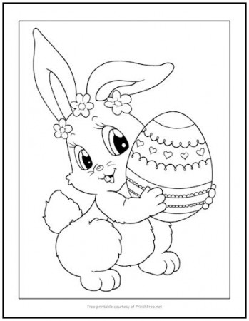 Cute Easter Bunny Coloring Page | Print it Free