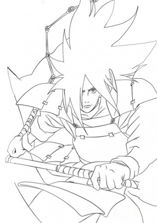 Madara with Gunbai Coloring Page - Free Printable Coloring Pages for Kids