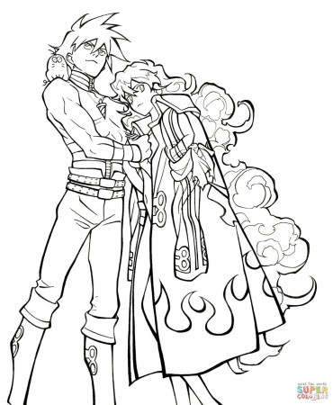 Simon and Nia from Tengen Toppa Gurren Lagann coloring page | Free ...