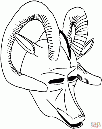 African Wooden Mask coloring page | Free Printable Coloring Pages