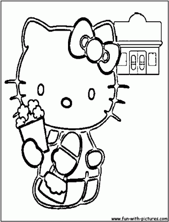 Hello Kitty Popcorn Coloring Sheet