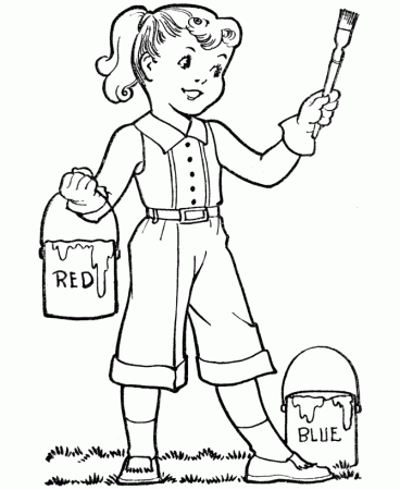 BlueBonkers: Girl Coloring Pages - Painter Girl - Free Printable ...