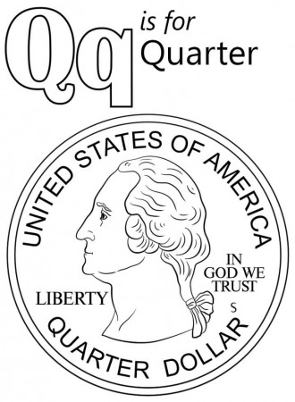 Quarter Letter Q Coloring Page - Free Printable Coloring Pages for Kids
