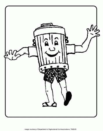 Happy Trash Can - Free Coloring Pages for Kids - Printable Colouring Sheets