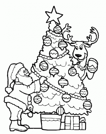 Decorating A Christmas Tree Coloring Pages - Christmas Coloring ...