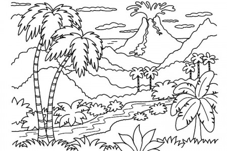 Coloring Pages Of a Volcano