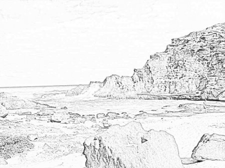 Halona Cove Beach - Coloring Page