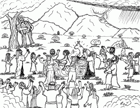 Robin's Great Coloring Pages: Moses sees the Children of Israel worshipping  the Golden Calf