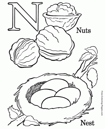 Alphabet coloring pictures - N is for Nuts | Abc coloring pages, Alphabet coloring  pages, Abc coloring