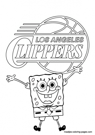 Los Angeles Clippers and Spongebob NBA coloring pages