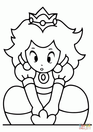 Kawaii Princess Peach coloring page | Free Printable Coloring Pages
