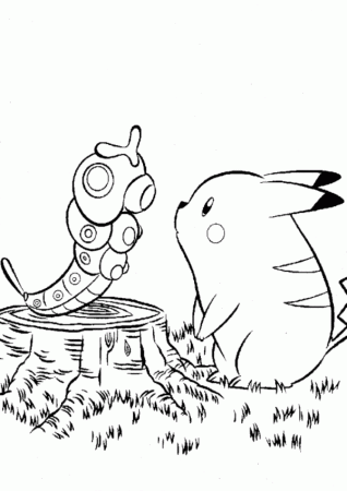 Pikachu And Caterpie Pokemon Coloring Page - Boys Coloring Pages ...