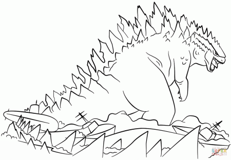 Godzilla Rises from the Sea coloring page | Free Printable ...