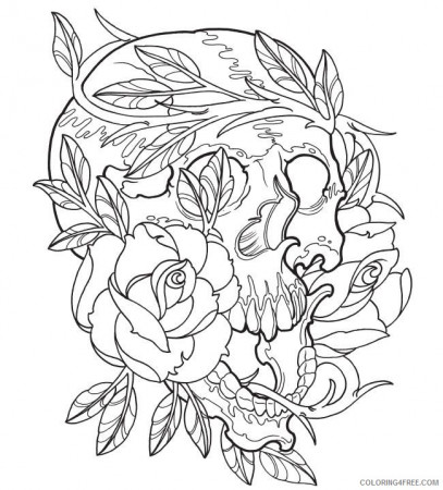 tattoo coloring pages skull and rose Coloring4free ...