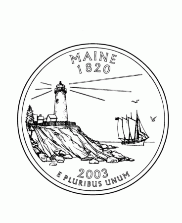 USA-Printables: Maine State Quarter - US States Coloring Pages