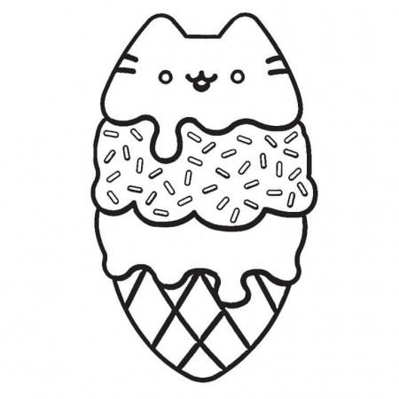 Pusheen Ice Cream Coloring Page - Free Printable Coloring Pages for Kids