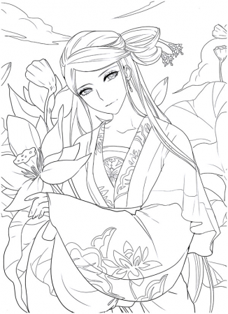 Adult Geisha Anime coloring page - Coloring pages