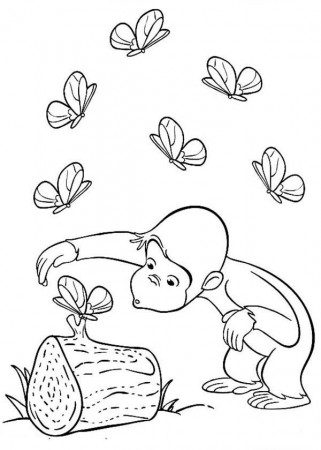 Curious George Curious about Butterfly Coloring Page - NetArt