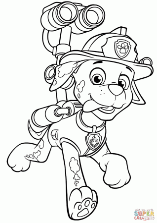 Paw Patrol Marshall with Water Cannon coloring page | Free ...