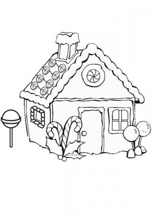 Christmas Gingerbread House on Snowy Day Coloring Page - Free ...