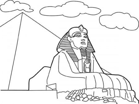 Worldwonders Pyramid and Sphinx Coloring Pages : Batch Coloring