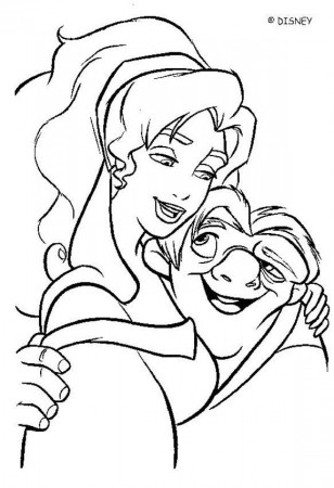 The Hunchback of Notre Dame coloring pages - Esmeralda Hugs Quasimodo