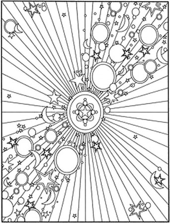 Adult coloring page moon sun stars : Starry sky 5