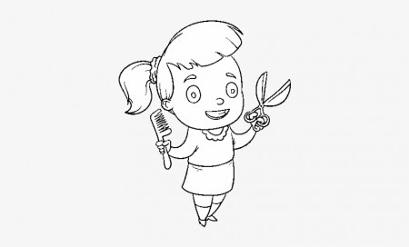 Hairdresser With Scissors And Comb Coloring Page - Imagen De Tijeras Y  Peines - Free Transparent PNG Download - PNGkey