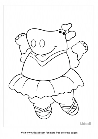 Hippo With Tutu Coloring Pages | Free Animals Coloring Pages | Kidadl